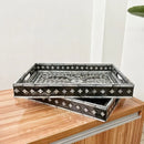 Axyaa Black Mother-of-Pearl Shell Tray: Home Organizer & Decoration
