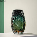 Axyaa Wrinkled Ice Glass Vase for Creative Flower Arrangement and Room Decor