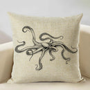 Axyaa Octopus Personality Linen Pillowcase for Marine Life Sofa Decoration