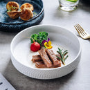 Axyaa Ceramic Plate Set - Hammered Deep & Frosted Shallow Bowl, Japanese Tableware