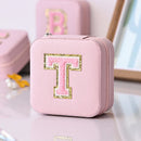 Axyaa Sequin Letter Jewelry Box with Mirror - Cute Portable Organizer Gift