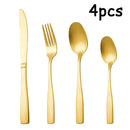 Axyaa Gold Square Handle Cutlery Set - 40pcs Stainless Steel