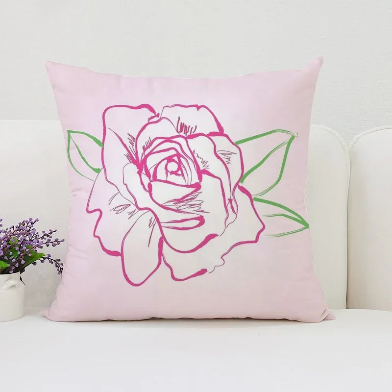 Axyaa Rose Flowers Decorative Pillow Cover 45x45 Cushion Cover Cases Home Decoration