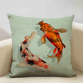 Axyaa Goldfish Linen Cushion Cover 45x45cm for Sofa, Living Room Decoration