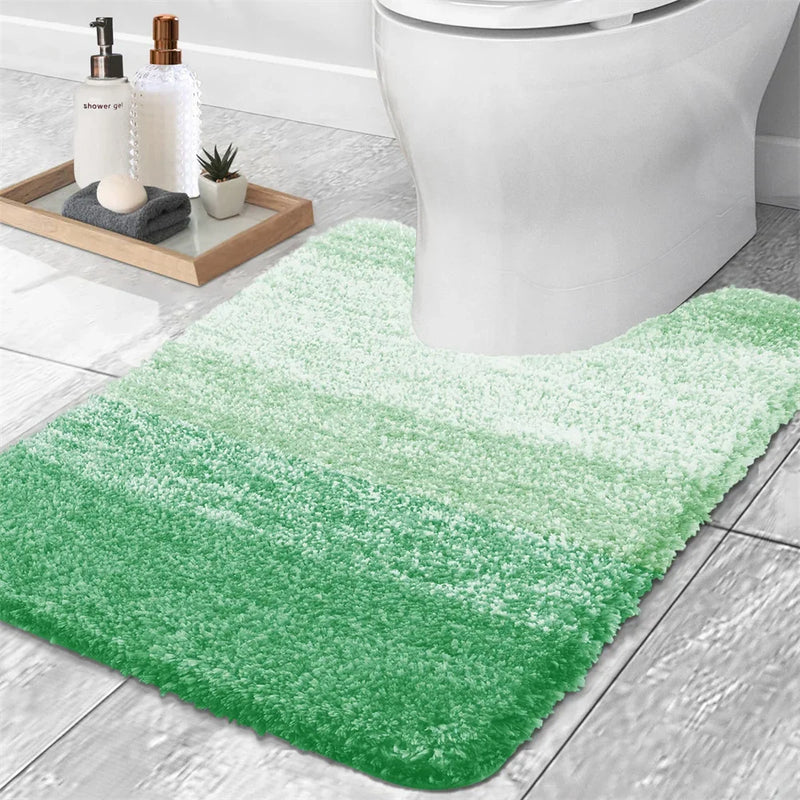 Axyaa Luxury U-Shape Bathroom Rug: Soft, Absorbent, Non-Slip Plush Shower Mat