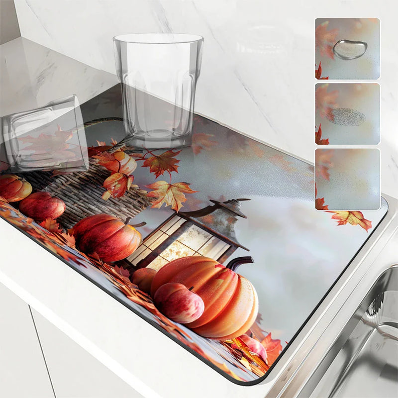 Axyaa Thanksgiving Kitchen Drying Mat Set