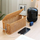 Axyaa Rattan Cable Management Box: Hide Power Strip, Router, and Cords with Style.