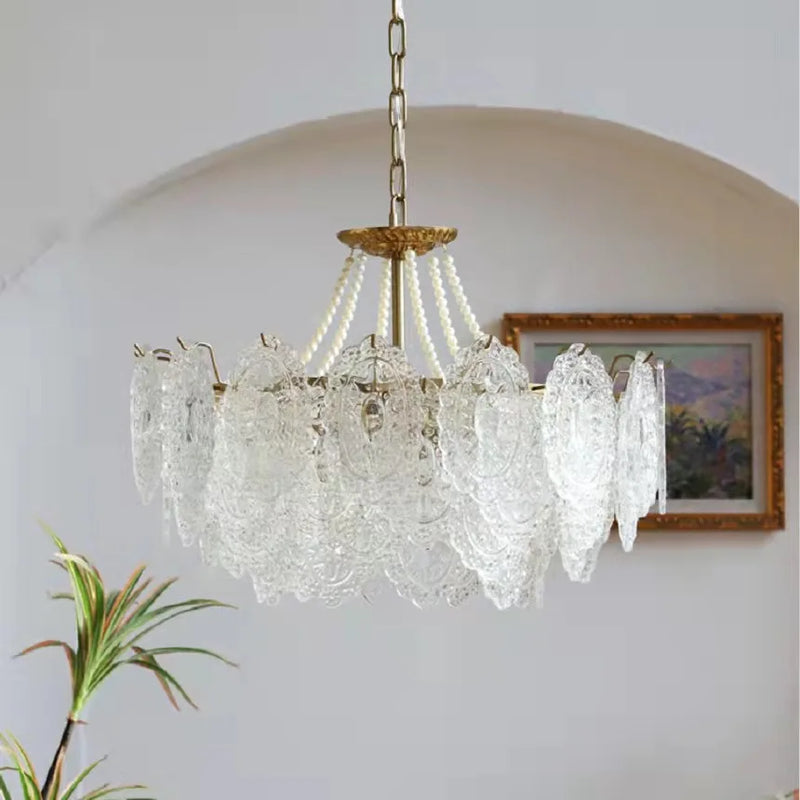 Axyaa Clear Glass LED Chandelier: Modern French Style Luxury Ceiling Fixture