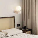 Axyaa Mini LED Wall Light White Glass Sconce with Natural Stone Base