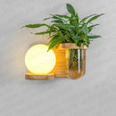 Axyaa Green Plant Wall Lamp with Pull Switch - Indoor Wood Sconces