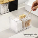 Axyaa Acrylic Qtip & Swab Holder with Bamboo Lids - Clear Apothecary Canister Jar