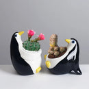 Axyaa Cartoon Penguin Ceramic Flower Pot for Succulents and Plants