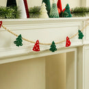 Axyaa Christmas Tree Felt & Wood Bead Garland, Festive Hanging Ornaments
