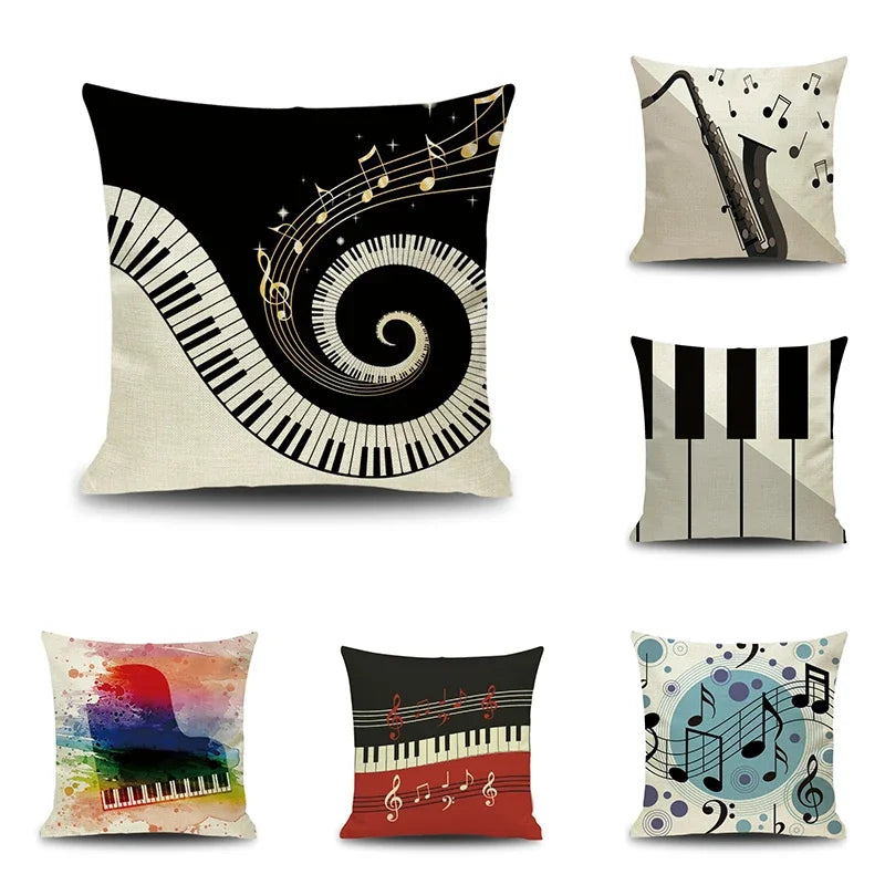 Axyaa Piano Key Notes Pillowcase - Home/Office Sofa Decor