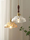 Axyaa Glass Pendant Light Brass Wire Adjustable Hanging Lamp