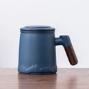 Axyaa Ceramic Tea Cup with Lid and Handle in Business Gift Box