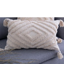 Axyaa Beige Boho Tufted Geometric Cushion Cover for Chic Home Decor