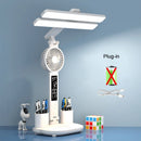 Axyaa Rechargeable Table Lamp with Fan, LED Clock Display and Reading Light