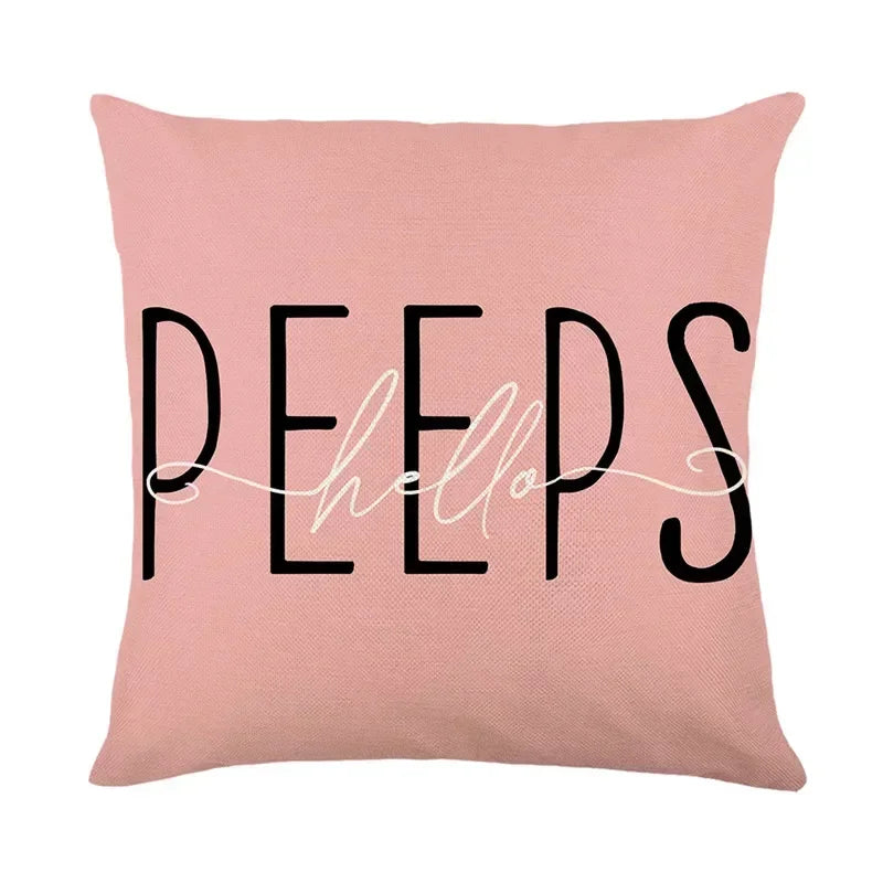 Easter Bunny Eggs Pillowcase 45x45cm Linen Pillow Covers, Axyaa Home Decor Brand