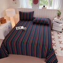 Axyaa Grid Striped Brushed Cotton Flat Sheet for Single Double Bed Top Linens