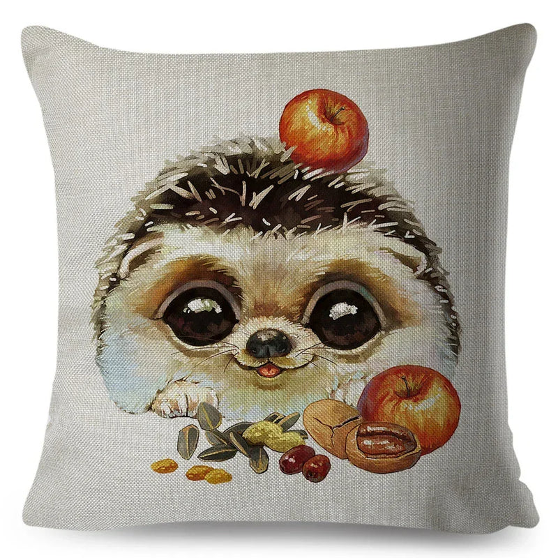 Axyaa Watercolor Animal Pillowcase - Cute Cartoon Design for Living Room Sofa