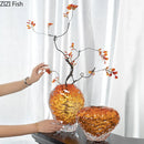 Axyaa Amber Glass Vase Hydroponics Flower Pots Modern Decor Floral Arrangement