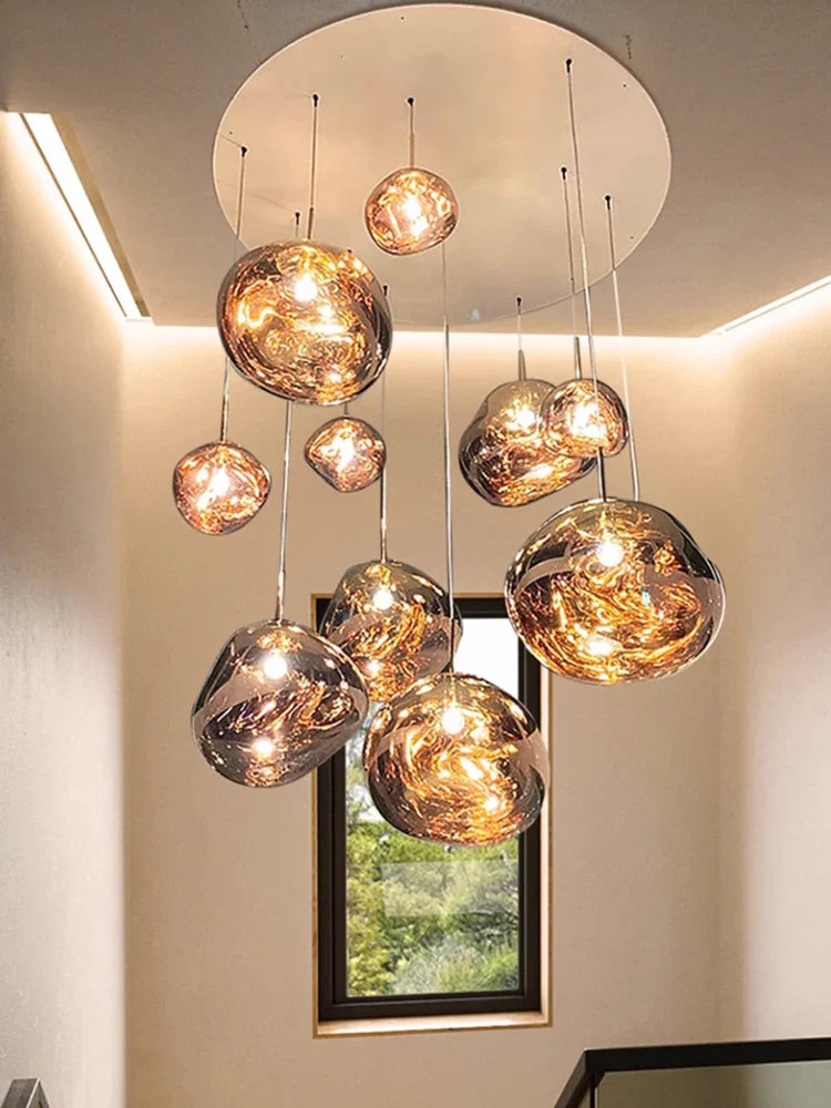 Axyaa Nordic LED Glass Lava Ceiling Pendant Lamp for Modern Indoor Living Room Lighting