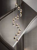 Axyaa Nordic Crystal Chandelier: Elegant Ceiling Lighting for Living Room Villa & Staircase