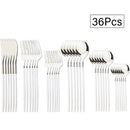Axyaa 36-Piece Stainless Steel Cutlery Set for Western Kitchen Dinnerware