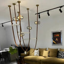 Axyaa Modern Leather Belt Glass Ball Chandeliers LED Hanging Lamps