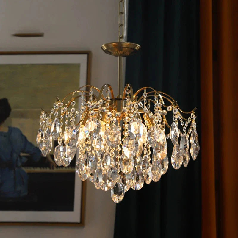 Axyaa Retro Crystal Chandelier Amber Pendant Light for Luxury Home Decor