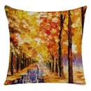Axyaa Retro Landscape Oil Painting Linen Pillowcase 45*45cm for Living Room Sofa