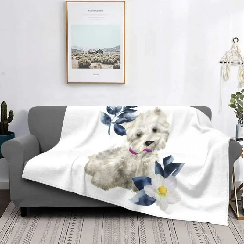 Axyaa Westie Dog Anatomy Flannel Blanket - Cozy Home Sofa Office Travel Throw