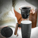 Axyaa Ceramic Filter Tea Cup with Lid, Handmade Kung Fu Mug Set
