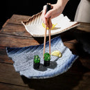 Axyaa Ceramic Shallow Plate for Sushi and Breakfast