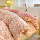 Axyaa Floral Print Reversible Cotton & Flannel Duvet Cover - Single to King Sizes