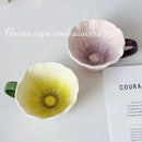 Axyaa Flower Shape Ceramic Coffee Cup Pair Office Home Mug