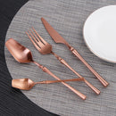 Axyaa Gold Stainless Steel Cutlery Set - Elegant Black Dinnerware Flatware