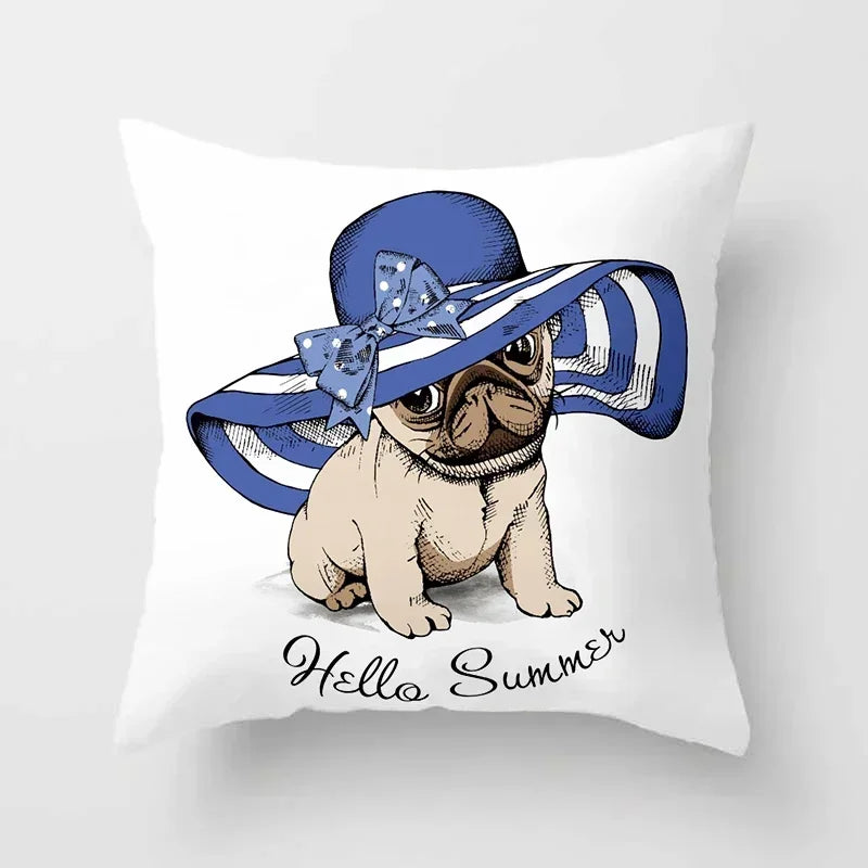 Cute Pug Bulldog Pillowcase for Living Room Decor - Axyaa Home Decor