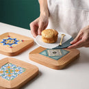 Axyaa Oak Wood Plate Mat - Light Luxury Insulation Pad for Dining Table