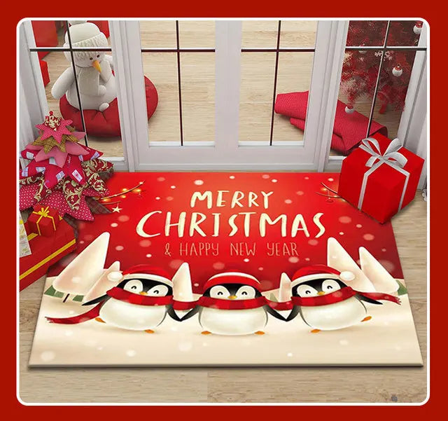 Axyaa Christmas New Year Entrance Door Mat Non-Slip Floor Decor