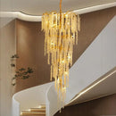 Axyaa Crystal Chandelier: Modern Home Stair Pendant Lamp for Living Room & Interior Lighting