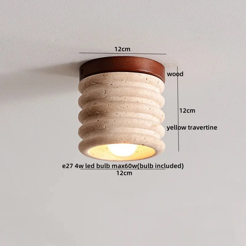 Axyaa Acryl Travertine LED Ceiling Light - Natural Stone Modern Ceiling Lamp