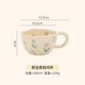 Axyaa Irregular Ceramic Mug Hand-painted Floral Heart Coffee Cup - 300ML