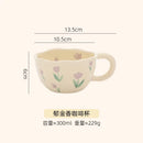 Axyaa Irregular Ceramic Mug Hand-painted Floral Heart Coffee Cup - 300ML