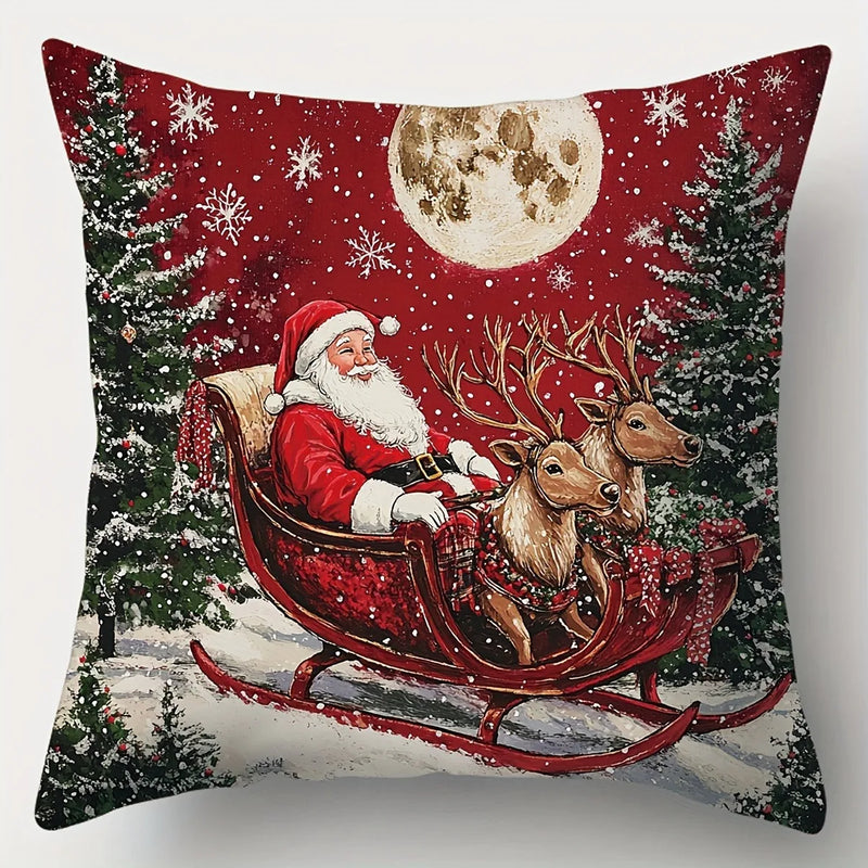 Axyaa Christmas New Year Decor Pillowcase Santa Snowman Cover for Living Room Sofa