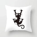 Axyaa Decorative Pillow Cover 45x45cm Polyester Square Black Cat Skull Design