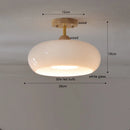Axyaa Big Pumpkin Glass Pendant Light 30W Vintage Wood Hanging Lamp