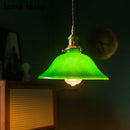Axyaa Green Glass LED Pendant Lights with Copper Finish
