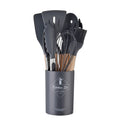 Axyaa 12-Piece Silicone Utensils Set with Wooden Handles for Non-Stick Cooking